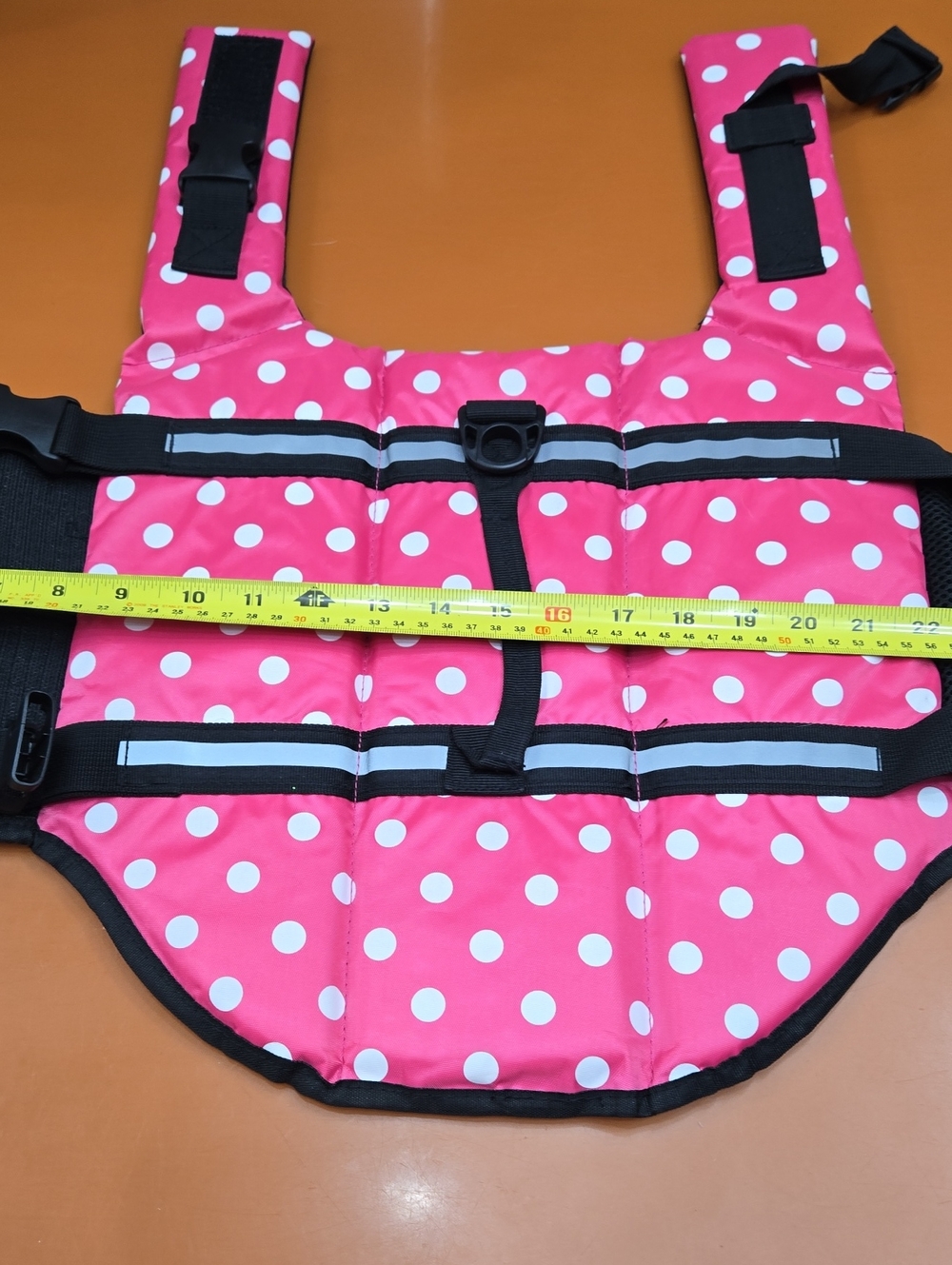 Pink With White Polka Dot Dog Life Vest, Size Large